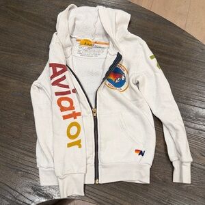Aviator Nation Cream Hoodie with Rainbow Accents kids size 6